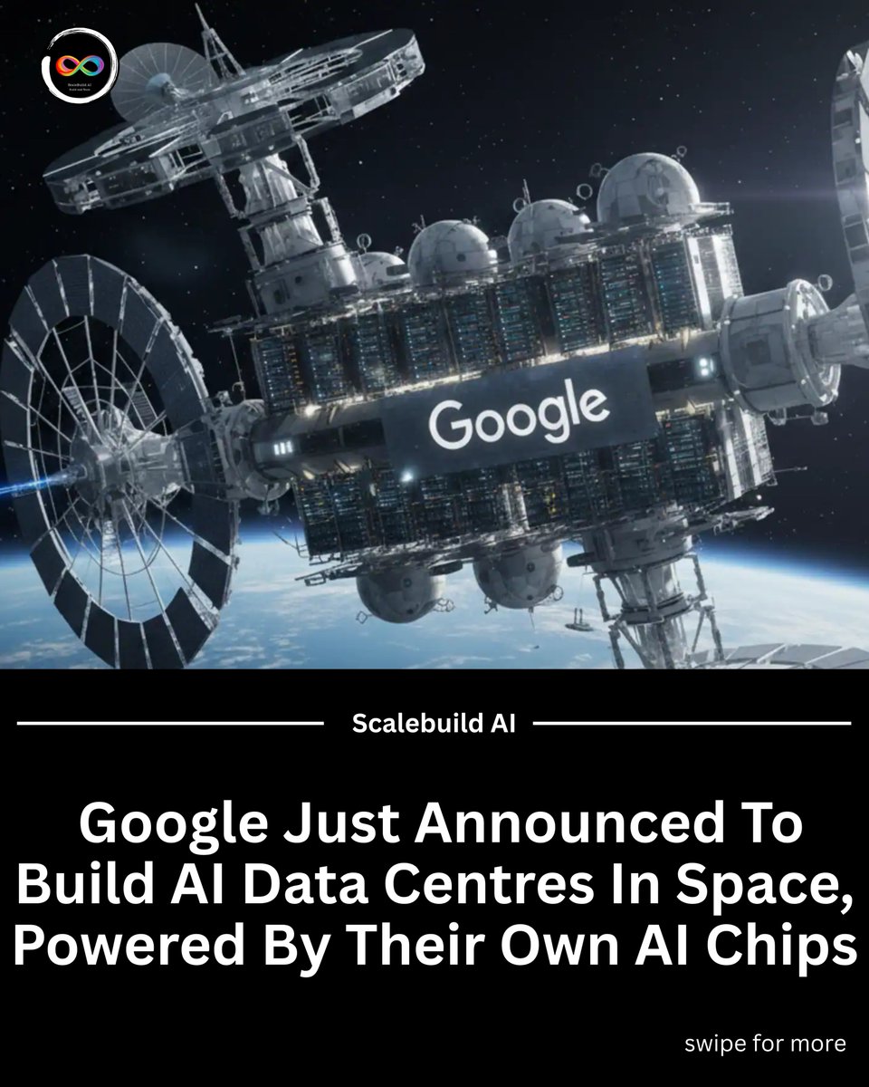 Scalebuild_ai's tweet image. Google has unveiled plans to deploy AI datacenters in orbit through an initiative called Project Suncatcher, set to begin in 2027. The project will start with a pair of satellites equipped with Google&apos;s proprietary TPUs.

Stay tuned with Scalebuild AI for more such content.