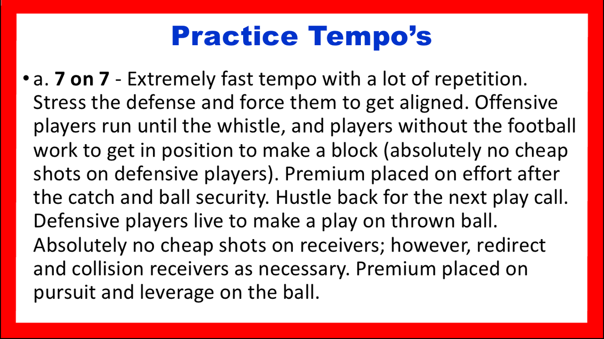 CoachDThompson1's tweet image. A Practice Tempo Policy&amp;amp;Procedures serves as a guiding framework that outlines clear objectives, expectations&amp;amp;principles for all training activities. Its purpose is to promote a consistent, positive&amp;amp;productive environment that supports both skill development&amp;amp;personal growth.