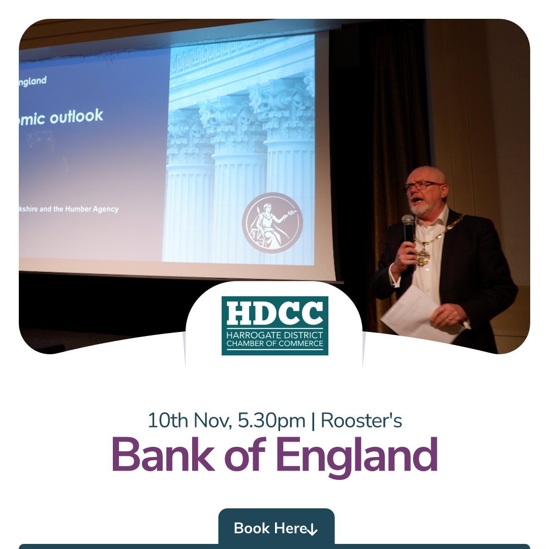Not long until our Annual Financial Meeting. Essential insights on high inflation, monetary policy, and preparing for future budgets and tax increases. Book your place immediately: harrogatechamber.co.uk/events #HDCC