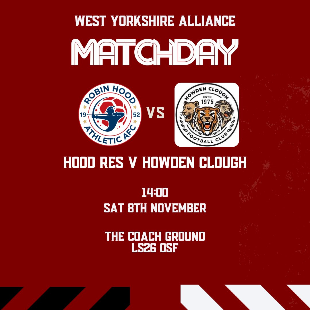 Back to league action after our cup exploits last week. 

The firsts are on the road, visiting Old Earth for a clash with an improving Huddersfield Amateurs side.

The reserves meanwhile welcome Howden Clough to The Coach Ground, a side who have caused us problems in the past.
