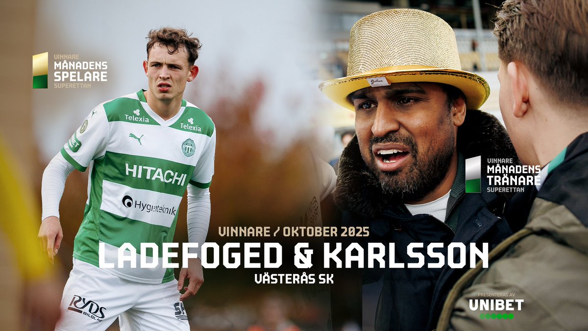 Vi säger grattis till manager Kalle Karlsson och spjutspetsen Mikkel Ladefoged.

Kalle blev utsedd till månadens tränare i oktober i Superettan – Mikkel till månadens spelare.

Stort grattis!

P.S. Prisutdelning på lördag 14.45 - se till att vara på plats i god tid!
