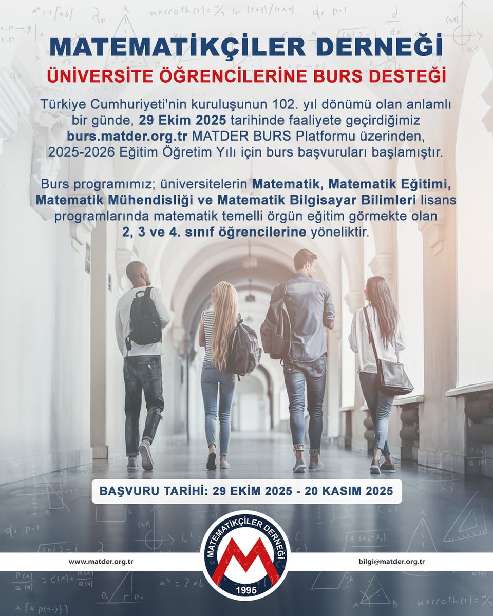MatderTR's tweet photo. Matematik, geleceği şekillendiren bir düşünme biçimidir.

Matematikçiler Derneği olarak, geleceğin başarılı ve çalışkan matematikçilerine destek oluyoruz.

🔗 Detaylı bilgi: https://t.co/jGD77zgxwM https://t.co/a5Yo8cmYZF
