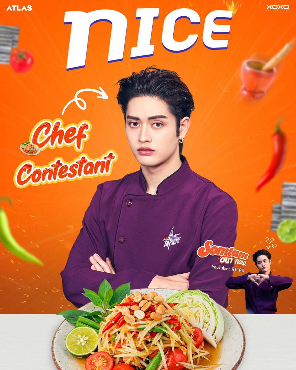 ATLASofficialTH's tweet image. &quot; MEET THE CHARACTERS &quot;  🧑‍🍳🍴

#NiceATLAS : Chef Contestant 🧑‍🍳🥗
#TadATLAS : Chef Contestant 🧑‍🍳🥣
#JuniorATLAS : Chef Contestant 🧑‍🍳🌶️
#MuonATLAS : Chef Contestant 🧑‍🍳🍋

#SOMTAMCHALLENGE 
#ส้มตำไทยใส่แอทลาส
#ATLAS_SOMTAM
#ส้มตำ
#ATLAS_th #ATLASth
#XOXOentertainment