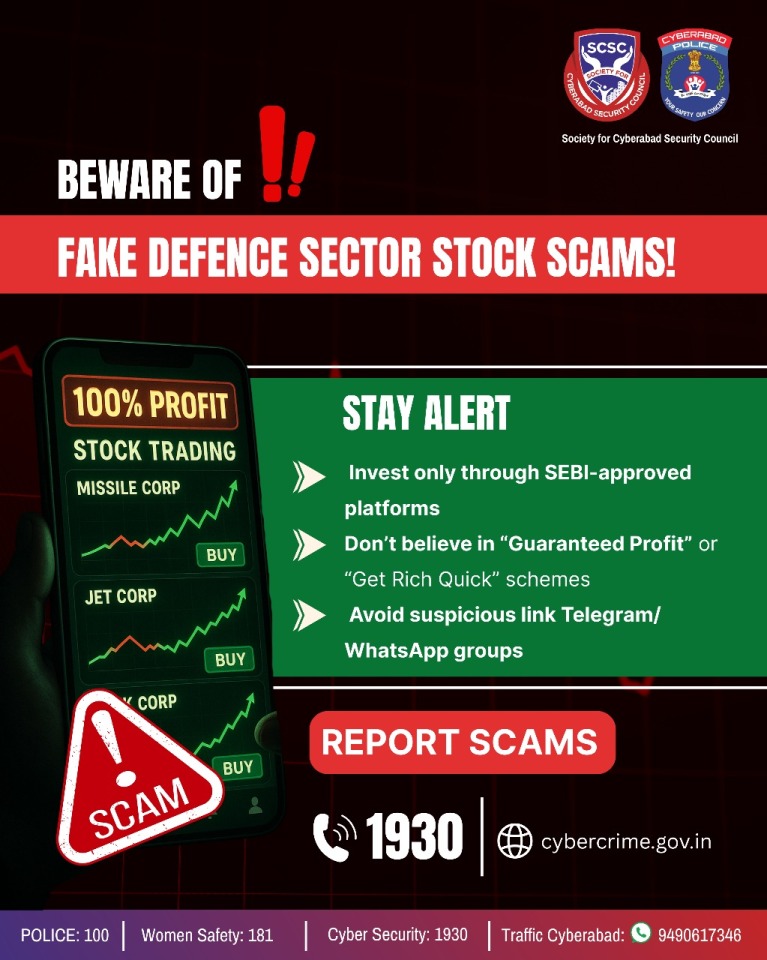 SCSC_Cyberabad's tweet image. 💰Think Before You Trade! ⚠️

SCSC &amp;amp; Cyberabad Police warn against Trading &amp;amp; Investment Frauds.

🚩 Unrealistic profits = scam
📞 Report: 1930 | 🌐 cybercrime.gov.in
Stay alert, stay scam-free! 💪

#CyberJagruktaDiwas #SCSC #CyberabadPolice #ThinkBeforeYouTrade #CyberSafety