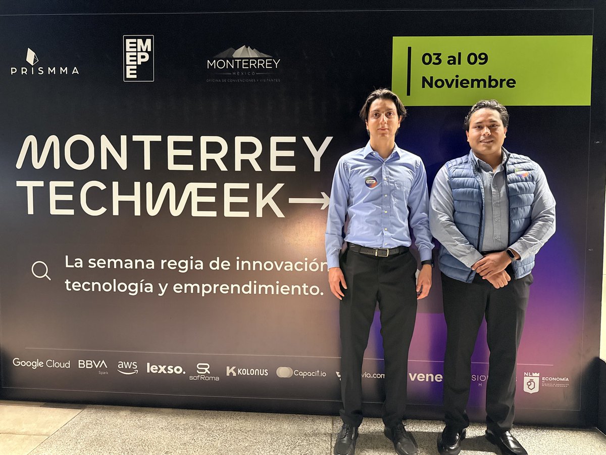 Carlos_FariasR's tweet image. Estuvimos en Tech Week Monterrey con mi socio, conectando con fondos de inversión y startups que están marcando tendencia en el ecosistema tech.

Nos llevamos ideas, contactos y una visión más clara de hacia dónde va la innovación en México. 💡🔥 #Startups #TechWeek #Ecosistema