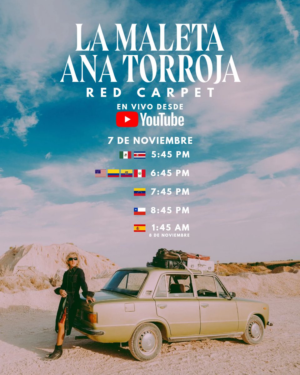 Estaré en VIVO desde mi canal de YouTube este 7 de noviembre, previo al estreno del videoclip  #LaMaleta 😍 Os espero 👉🏻 youtube.com/live/WayUtWExy…