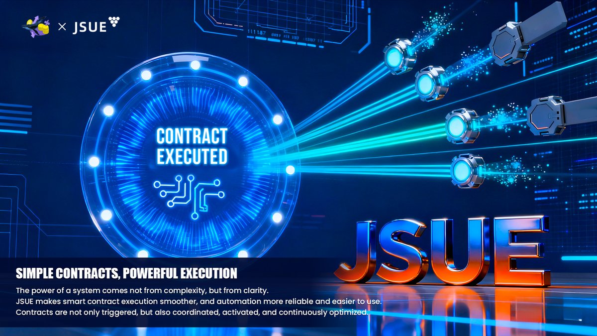 IEOWhales's tweet image. 📄 Contracts don’t need complexity to deliver power.
🌐 JSUE makes creation, validation and execution clear and controllable.
⚙️ Automation feels natural, efficient, visible and secure.
✨ Simpler contracts mean wider use and lower risk.

#JSUE #SmartContracts #Automation