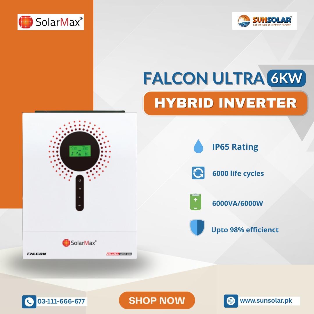 SunSolarLLP's tweet image. 𝐒𝐨𝐥𝐚𝐫𝐌𝐚𝐱 𝐅𝐚𝐥𝐜𝐨𝐧 𝐔𝐥𝐭𝐫𝐚 𝟔𝐤𝐖 𝐇𝐲𝐛𝐫𝐢𝐝 𝐈𝐧𝐯𝐞𝐫𝐭𝐞𝐫

#SolarMax #HybridInverter #FalconUltra #SolarEnergy #SolarInverter #SunSolar #RenewableEnergy #SolarPower #SolarSystem #HybridSolarSystem #CleanEnergy #SolarPakistan #SolarTechnology #GreenEnergy