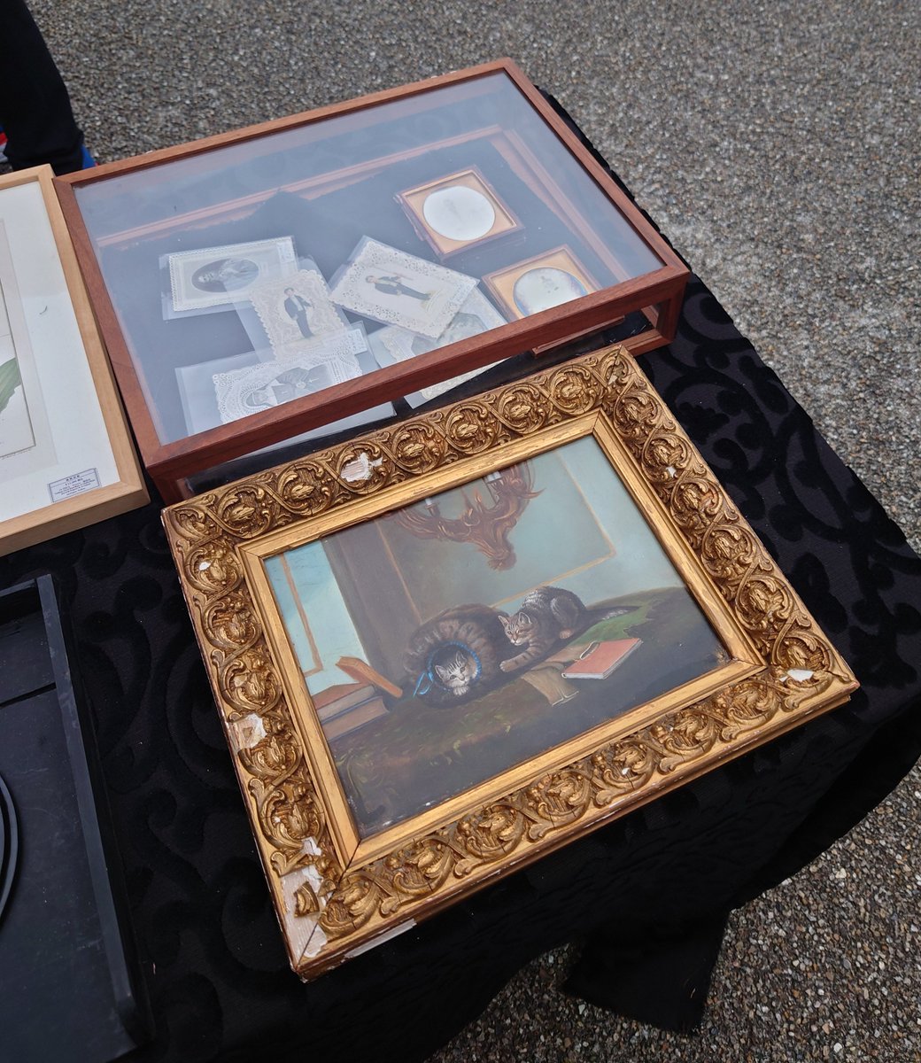mitakeashibe's tweet photo. 代官山蚤の市
猫の絵とか、缶とかたくさんある
かわいい https://t.co/fxUDn4NfUX