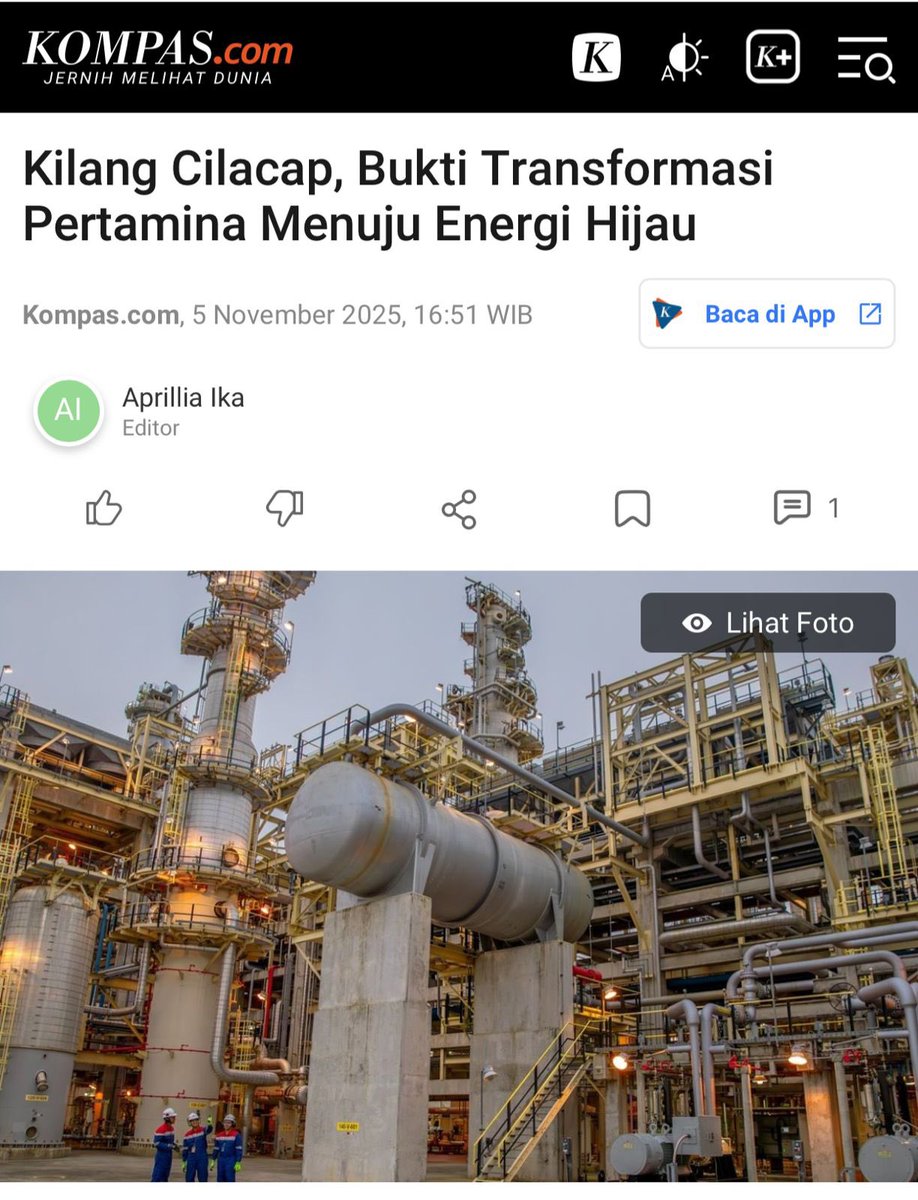 Nice info 👍

Upaya menekan emisi dan mempercepat transisi energi di Indonesia mulai menunjukkan hasil. Kilang Pertamina Internasional (KPI) lewat unit operasinya di Cilacap kini menjadi pelopor dalam pengolahan energi hijau di Tanah Air. 

money.kompas.com/read/2025/11/0…
