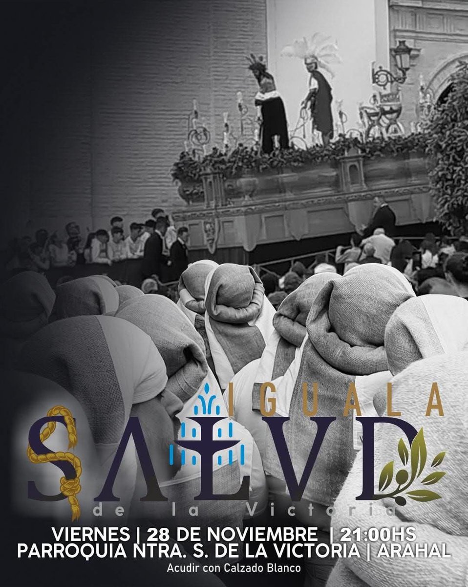 La Agrupación Parroquial de Nuestro Padre Jesús de la Salud de Arahal celebrará igualá de la cuadrilla de costaleros del paso de su titular cristífero.

📆 Viernes, 28 de noviembre de 2025

🕘 A las 21:00 horas

⛪ Parroquia de Nuestra Señora de la Victoria