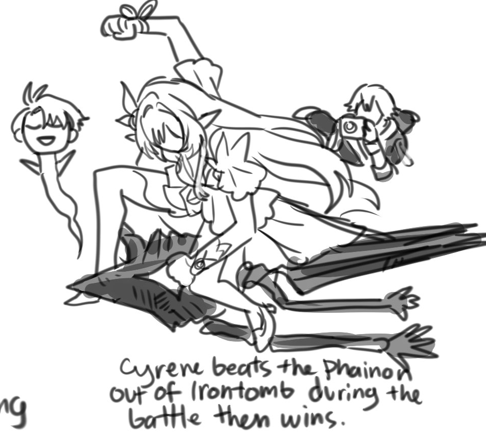 Cyrene here looks so peaceful... so demure, meanwhile, my other Cyrene drawings😂 