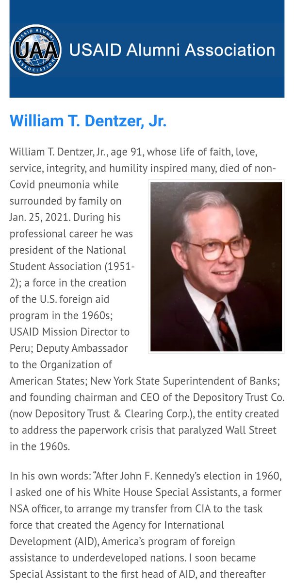 Not once have I heard or read Anyone ask Who created USAID. 
I give you William Dentzer. 
#USAID 
#DTC