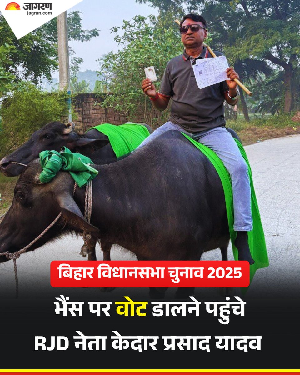 वैशाली जिला का लालगंज विधानसभा क्षेत्र: सैदपुर बिजली पुर पंचायत के बूथ नंबर 323 में भैंस पर सवार होकर वोट डालने पहुंचे राजद नेता केदार प्रसाद यादव

#BiharElection2025 #BiharElections2025 #Bihar #RJD