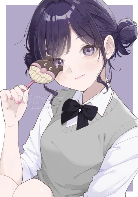 おだんごツインJK #イラスト