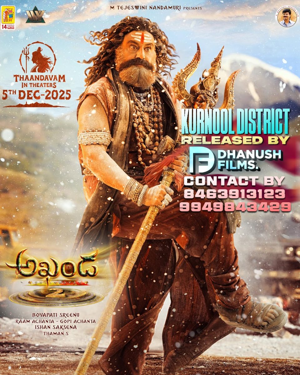 MadhuriDaksha's tweet photo. #Akhanda2 Kurnool District rights bagged by Dhanush Films for 6.12 Cr
#NandamuriBalakrishna #NBK #BoyapatiSreenu #MovieNews #DhanushFilms #Akhanda2Thaandavam https://t.co/NAPWKRoxtB