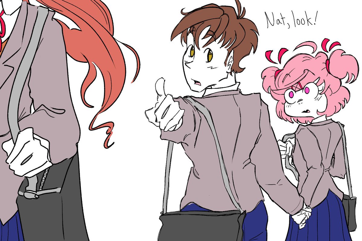 marupan_desu's tweet image. 30 days of DDLC ships: Day 3 of MCsuki!

I said youd get 2 today and it&apos;s 3am here so, i guess i wasn&apos;t lying?
I&apos;ll make one more tho!
Let&apos;s hope im not too tired in the morning and follow Monika&apos;s Fashion tip of the day!
#DokiDokiLiteratureClub #DDLC #Natsuki #MC #Monika #MCsuki