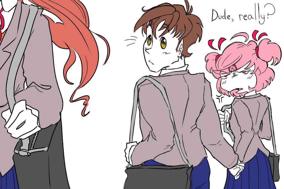 marupan_desu's tweet image. 30 days of DDLC ships: Day 3 of MCsuki!

I said youd get 2 today and it&apos;s 3am here so, i guess i wasn&apos;t lying?
I&apos;ll make one more tho!
Let&apos;s hope im not too tired in the morning and follow Monika&apos;s Fashion tip of the day!
#DokiDokiLiteratureClub #DDLC #Natsuki #MC #Monika #MCsuki