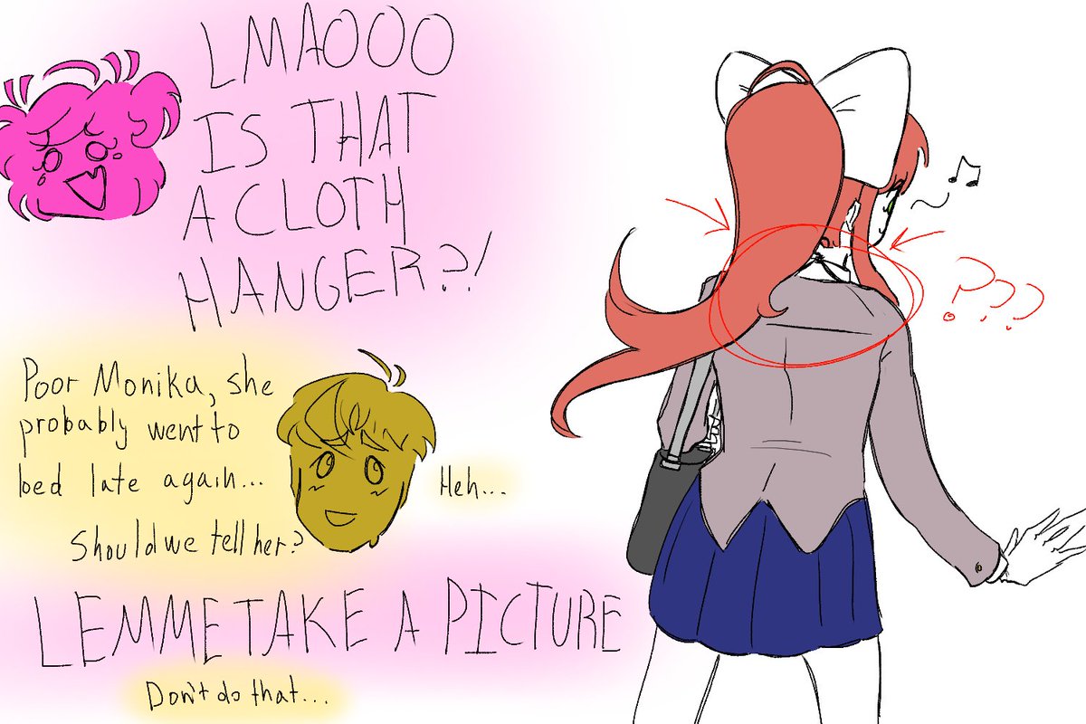 marupan_desu's tweet image. 30 days of DDLC ships: Day 3 of MCsuki!

I said youd get 2 today and it&apos;s 3am here so, i guess i wasn&apos;t lying?
I&apos;ll make one more tho!
Let&apos;s hope im not too tired in the morning and follow Monika&apos;s Fashion tip of the day!
#DokiDokiLiteratureClub #DDLC #Natsuki #MC #Monika #MCsuki