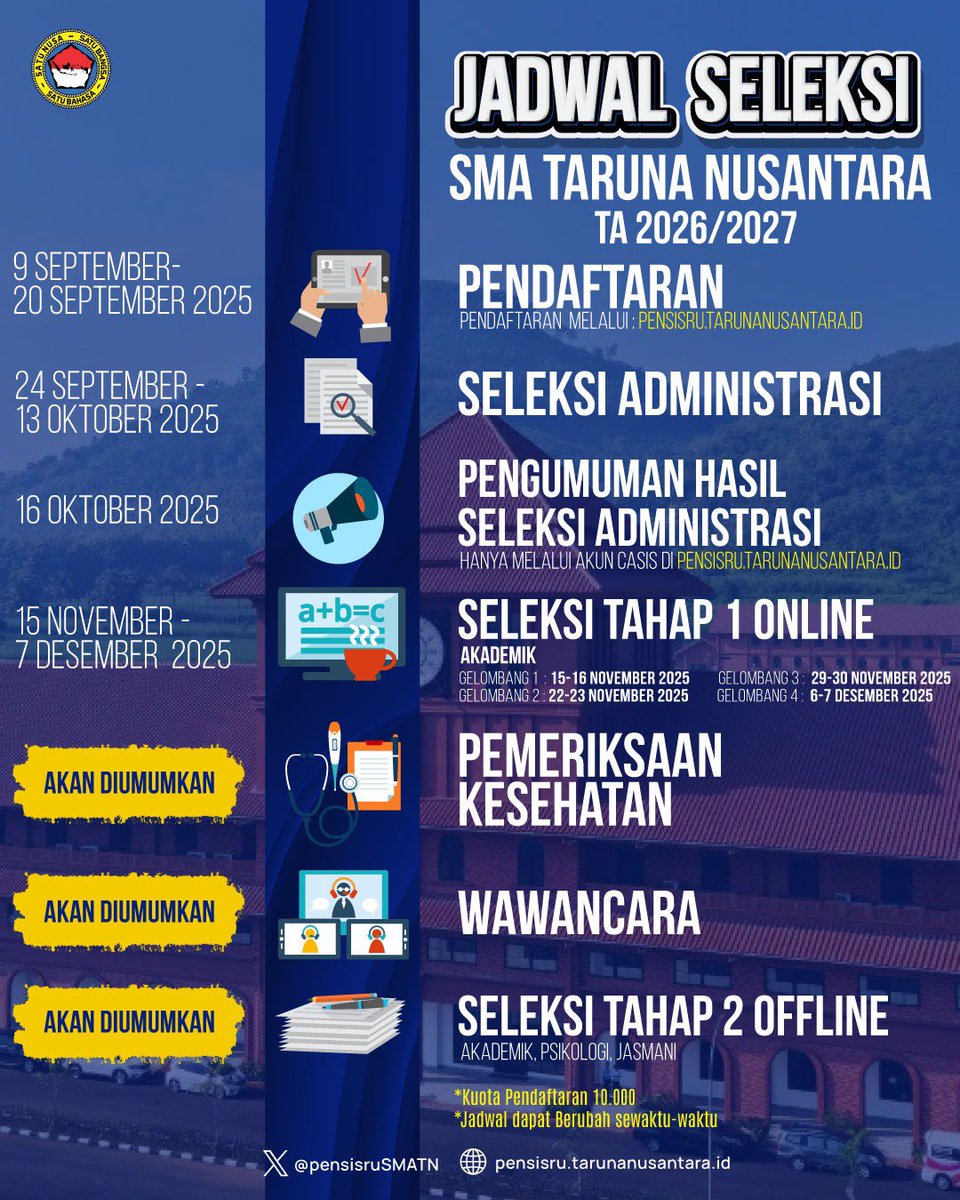 Pendaftaran SMA Taruna Nusantara tweet media