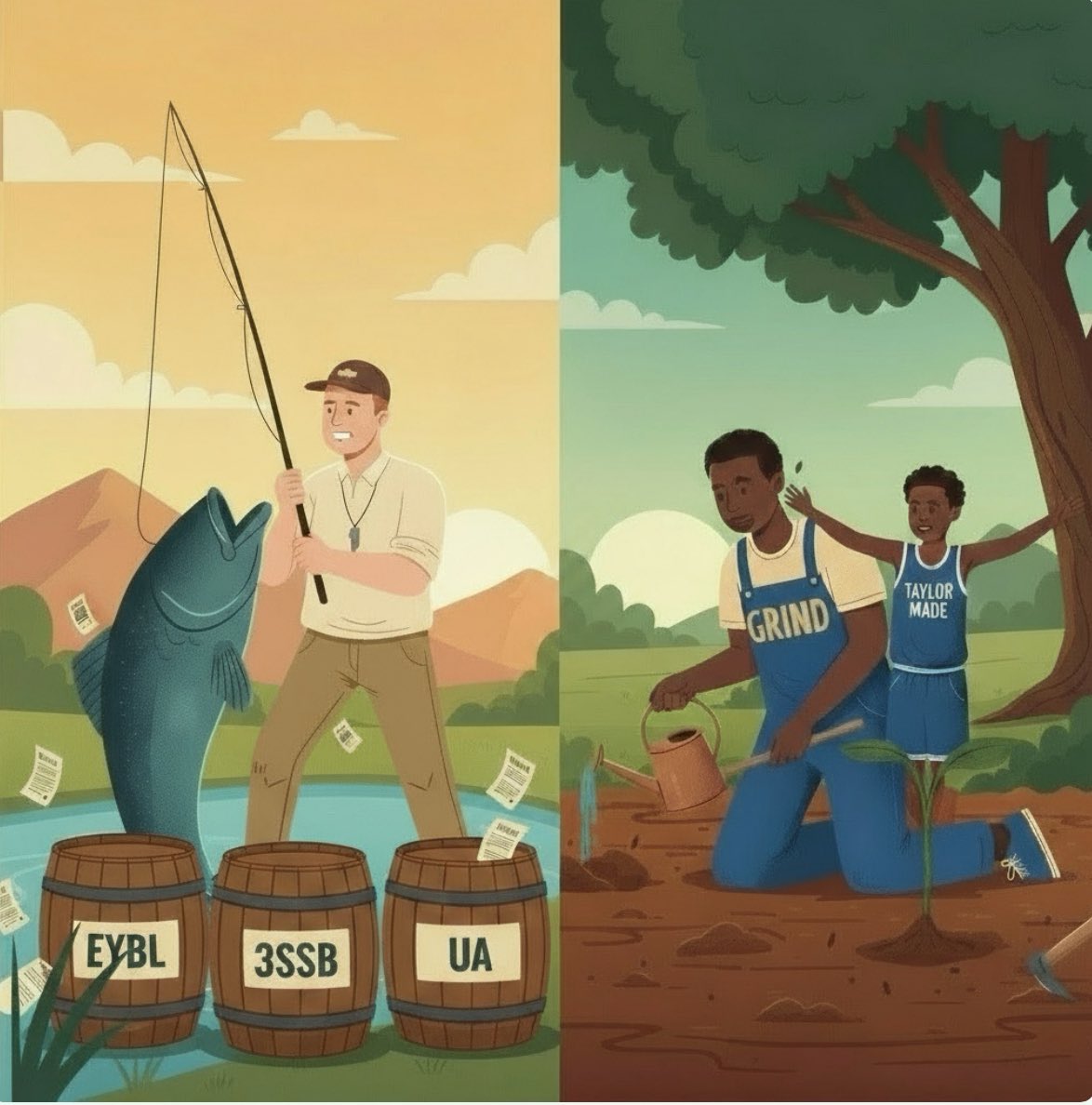 TMPCoachEdwards's tweet photo. There’s 2 types of programs/coaches

Fishermen and Farmers

Do you know the difference between the two?

#Taylormadeprep #RespectmyGRIND #BrickbyBrick #Wedevelopcollegeplayers

45 College Players
15 College Graduates
4 Pros

Lowest 1st yr College Transfer Portal Rate out West! https://t.co/zqAcY7MIvB