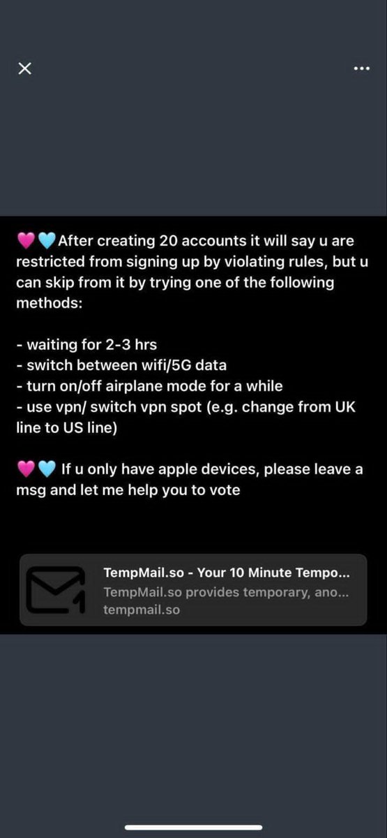 riya57454's tweet photo. @MnetPlus @MnetMAMA
VOTE MANIPULATION ALERT!
ENHYPEN & SEVENTEEN fandoms are using **Clone Master** and **Temp Mail** for infinite fraudulent votes. (Evidence attached).
VIOLATION OF TOS! Mnet must
**INVALIDATE ALL FRAUDULENT VOTES NOW!**
#MnetPlusAbuse #StopVoteFraud https://t.co/KCRtmVf2oY