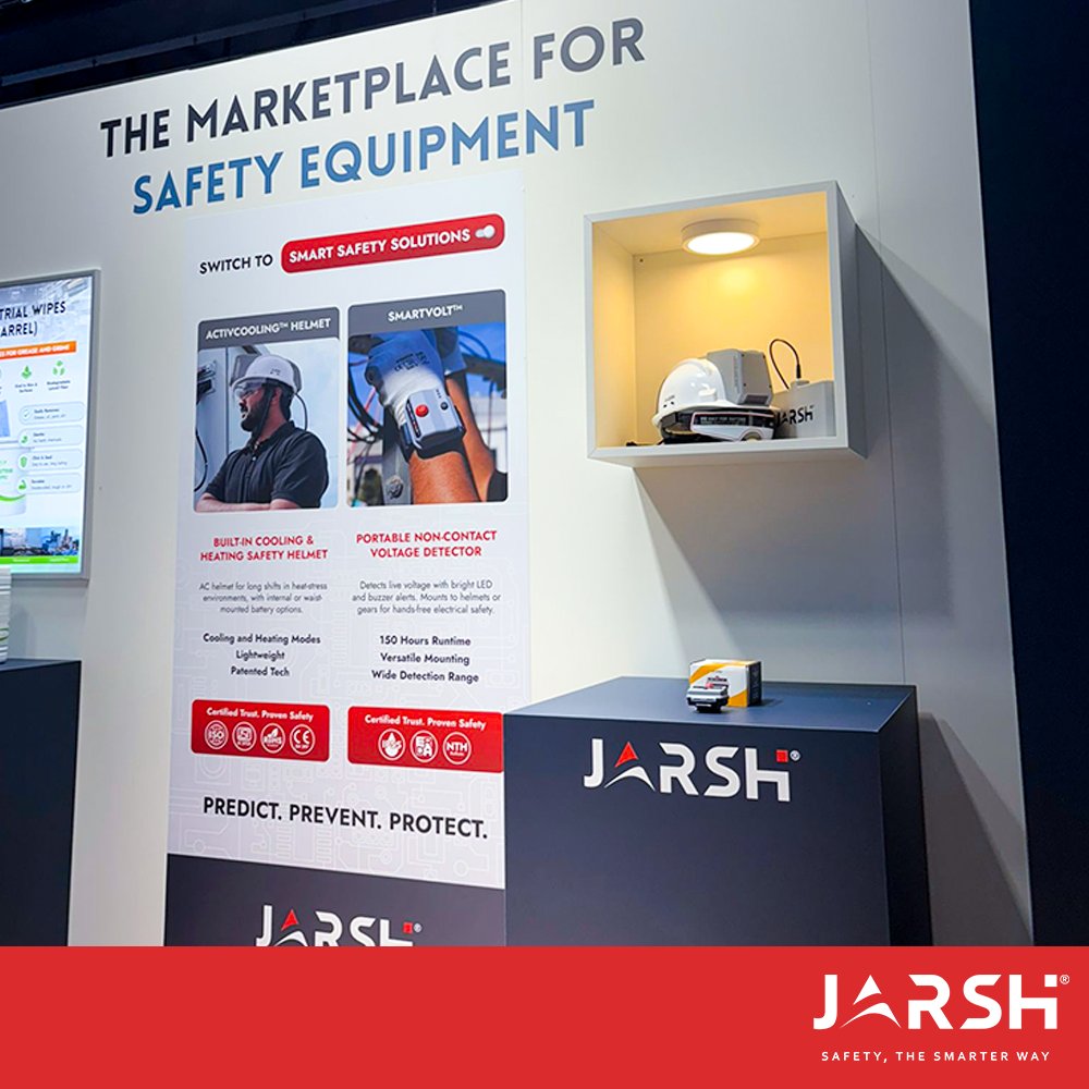 JarshSafety's tweet image. A+A Live! 💡 The Jarsh section (Hall 16 – A68) is showcasing smart safety: SmartVolt Detector and AC Helmet. Safety innovation on full display! Come see us. Proudly sharing our work with @OTEPLACE.

#AAFair #AplusA #Jarsh #SafetyTech #SafetyInnovation