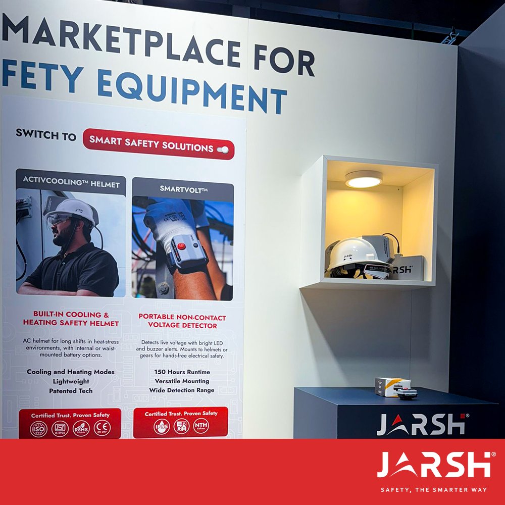 JarshSafety's tweet image. A+A Live! 💡 The Jarsh section (Hall 16 – A68) is showcasing smart safety: SmartVolt Detector and AC Helmet. Safety innovation on full display! Come see us. Proudly sharing our work with @OTEPLACE.

#AAFair #AplusA #Jarsh #SafetyTech #SafetyInnovation