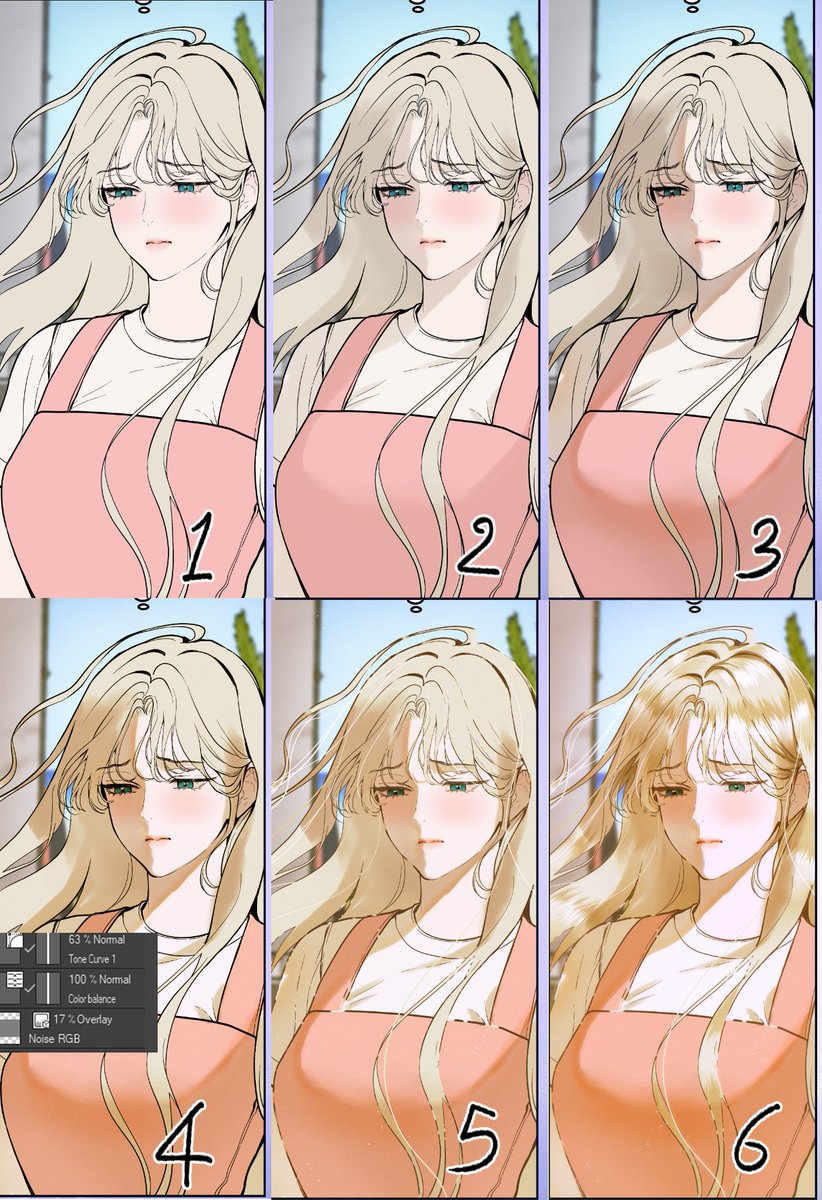 แต่งภาพเว็บตูน (นำไปต่อยอดได้)
1.เบส + แต่งหน้าตามใจชอบ
2.ลงเงาด้วยเลเยอร์ Mutiply 
3.ก็อปปี้เลเยอร์เงาที่ลงไว้แล้วลบบางส่วน+ลงสีขอบเงาด้วย color bun
4.คลุมโทน
5.เพิ่มรายละเอียด เช่น เส้นผมต่าง ๆ
6.เบลอ และแต่งเพิ่มเติมตามใจชอบ
.
ปล.ไม่จำเป็นต้องเรียงลำดับทำตามถนัดเลยจ้า