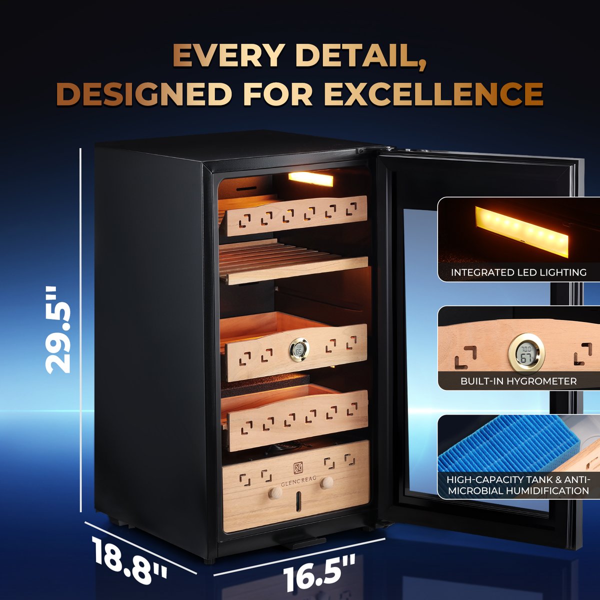 Glencreag's tweet image. Game-changer for cigar collectors! The GLENCREAG Electric Cigar Humidor Cabinet is here.
Ideal for home, office, or lounge. Elevate your storage.
glencreag.com/products/elect…

#CigarTwitter #Humidor #CigarCollection #GLENCREAG