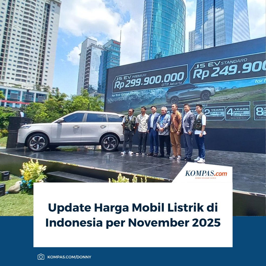 kompascom's tweet photo. Memasuki November 2025, pilihan mobil listrik kian beragam dengan peluncuran Jaecoo J5 EV dan Mercedes-Maybach EQS 680 SUV.
Baca Selengkapnya ππ»
https://t.co/GTbNxcWaUs
~NA #MobilListrik #UpdateHarga #EV https://t.co/n30ph0A6Ay