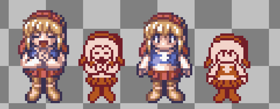 otro post nocturno producto de mi horrible horario de sueño, un par de sprites de Cornet de rhapsody si hubiera salido para la game boy color 🐒