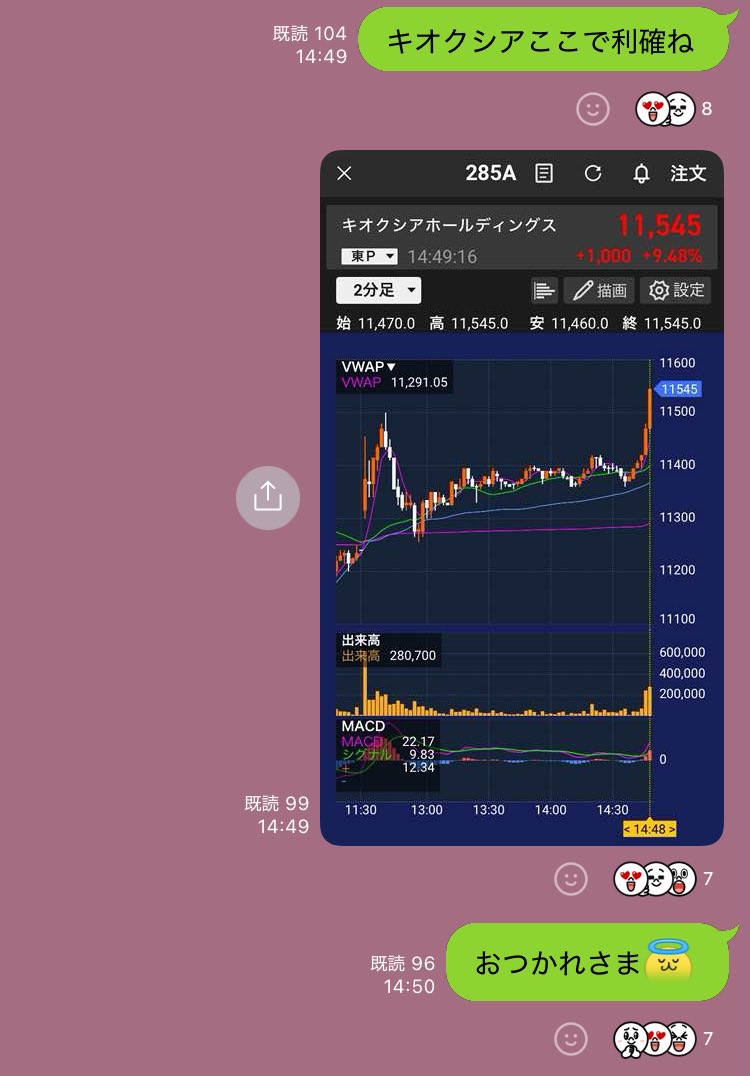 【売買】
・アドバン空売り半分利確
・キオクシア買い全て利確