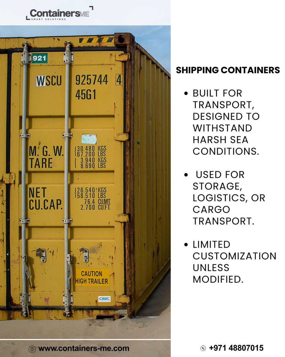 Containers_me's tweet image. Modular vs. Shipping Containers: What&apos;s the Difference?

Old steel box vs. new insulated comfort 🏠

Built for living, not shipping! 🚢✨

 #modularcontainers #dubai