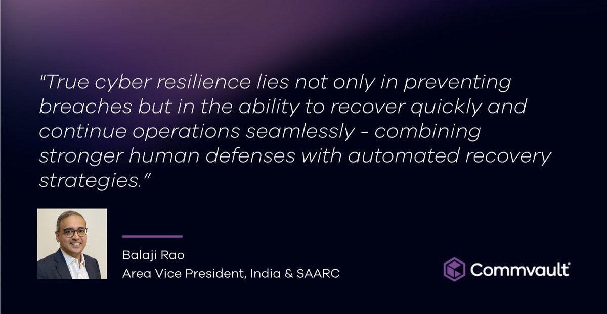 #CybersecurityAwarenessMonth is behind us — but the challenge remains.
How do we stay resilient and cybersafe in a world that’s more digital (and vulnerable) than ever?

#Commvault's Balaji Rao shares his perspective: bit.ly/4oukVuf

#CyberResilience