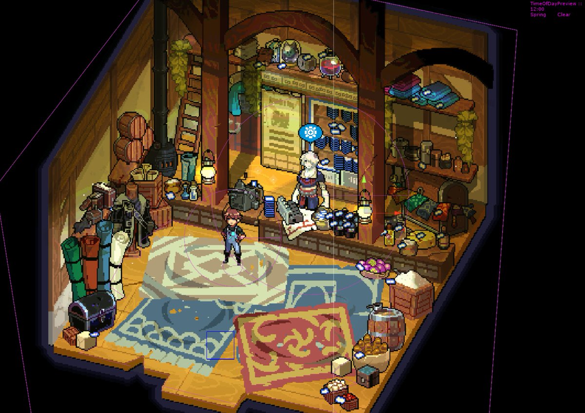 bearcoredev's tweet image. New Yonten shop interior with time-of-day lighting
(The night variant will be unused)
#gamedev #gamedevelopment