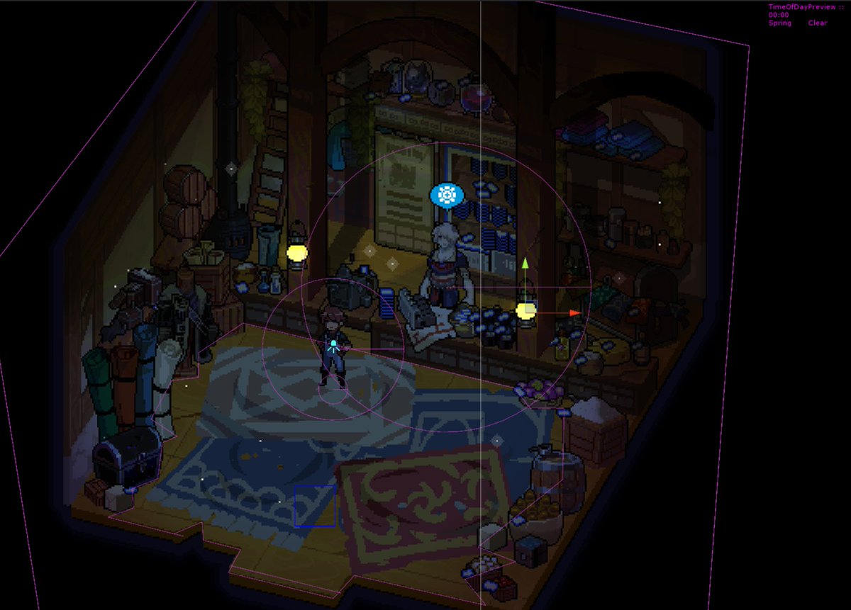 bearcoredev's tweet image. New Yonten shop interior with time-of-day lighting
(The night variant will be unused)
#gamedev #gamedevelopment