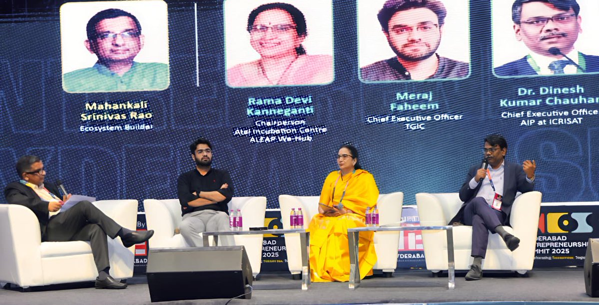 ALEAP proudly joined #HES2025 for the launch of HEEC &amp; the panel on Hyderabad Incubators — uniting innovators &amp; enablers for Telangana’s startup growth.
Together, we’re driving innovation &amp; collaboration across Telangana’s startup ecosystem. 

<a href="/ALEAP93/">Association of Lady Entrepreneurs of India (ALEAP)</a> <a href="/TiEHyderabad/">TiE Hyderabad</a>  #ALEAP #HEEC