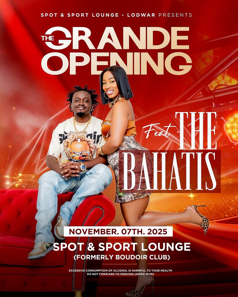 BahatiKenya's tweet photo. LODWAR!!! LODWAR!!! LODWAR!!!
... WE ARE COMING TO GIVE YOU AN EXPERIENCE OF A LIFETIME ….
KENYA’S NO.1 SHOWBIZ FAMILY #THEBAHATI’S WILL BE LIVE AT
SPOT &amp; SPORT LOUNGE THIS FRIDAY 7TH NOVEMBER FOR THE GRAND OPENING 🔥🔥🔥
GET YOUR TICKETS EARLY JUU ZINAISHAAAA!!! https://t.co/EEW3E7fiKt