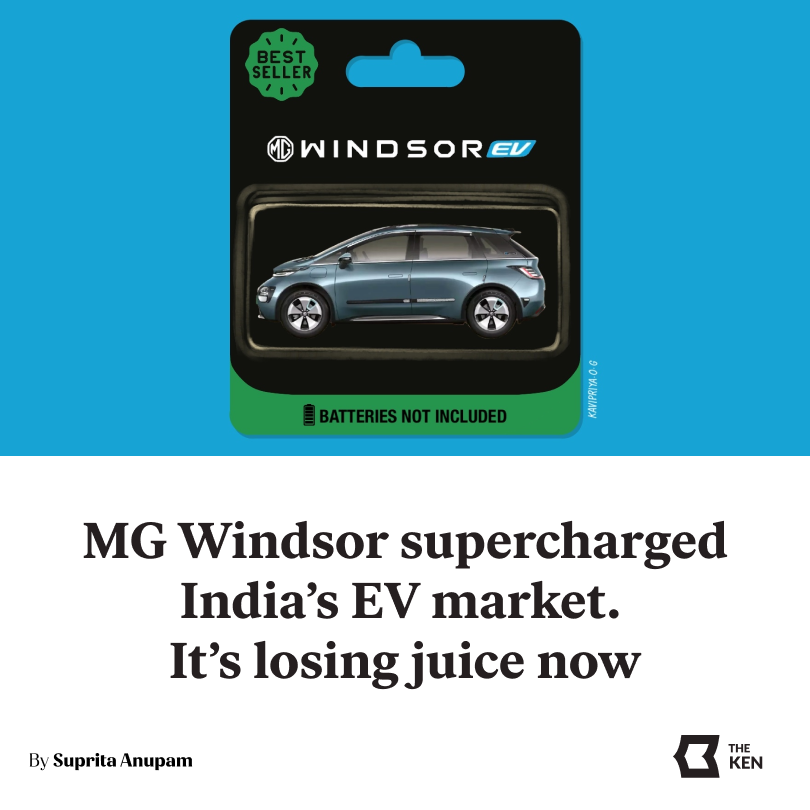 Until August 2024, Tata Motors controlled 65% of the market for electric cars in India. Within months, its market share plunged to 45%. 

A single car was responsible for much of the damage: the MG Windsor.