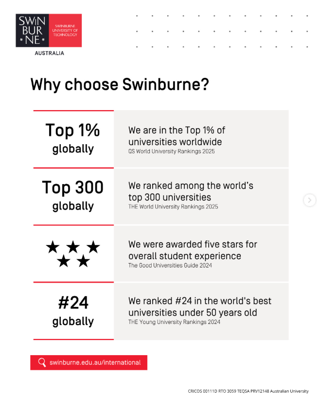 optionsED's tweet photo. Start your journey to success at Swinburne University of Technology (@swinburne), ranked among the top 1% of universities worldwide.
⁠
📞 Nairobi: 0724 333 222 | Nyeri: 0703 462 994 | Eldoret: 0702 888 333 | Nakuru: 0794 668 761 | Uganda: +256 756 102 504

#studyabroad https://t.co/KpjtmF7ps9