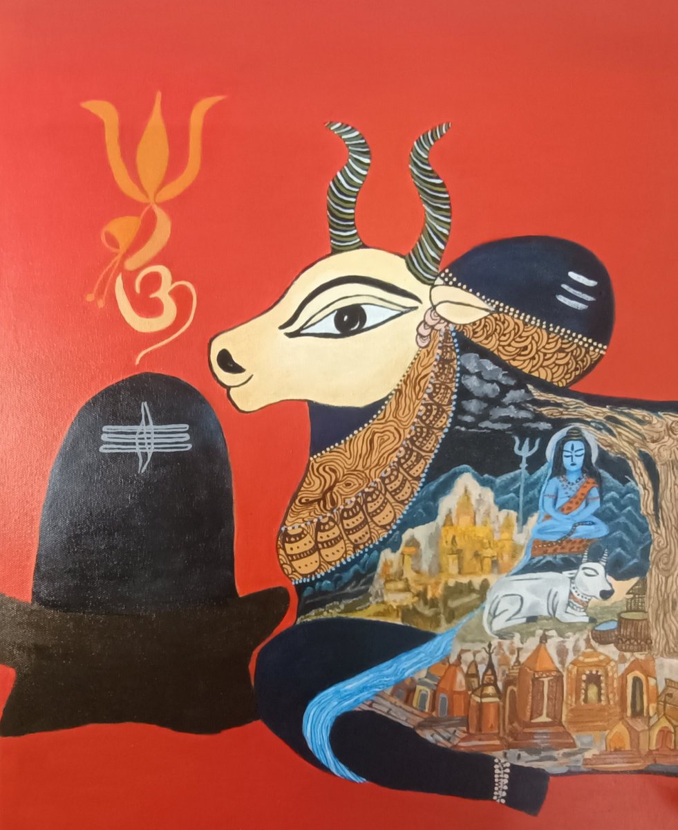 PoonamSharma03's tweet photo. My new acrylic painting. 
#nandi #shiva https://t.co/C7b314AksD
