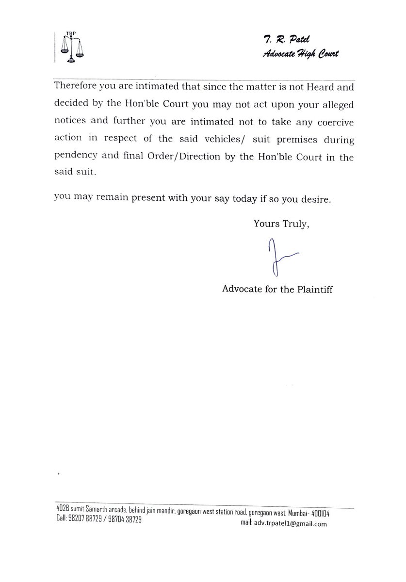 bpkalia's tweet photo. When genuine garage owners stand up against unfair demands, this is how @mybmc R/South Ward officers reacts — harassment and coercive action, even when the case is pending before the Hon’ble City Civil Court.
We need accountability, not intimidation.
@IqbalSinghChah2 @mybmcWardRS @CPMumbaiPolice @mybmcPressDept
@mybmc @mumbaimatterz @MTPHereToHelp @RoadsOfMumbai @MumbaiMatters_1 @PiyushGoyal 
#Mumbai #BMC #CorruptionFreeMumbai #Justice #Accountability