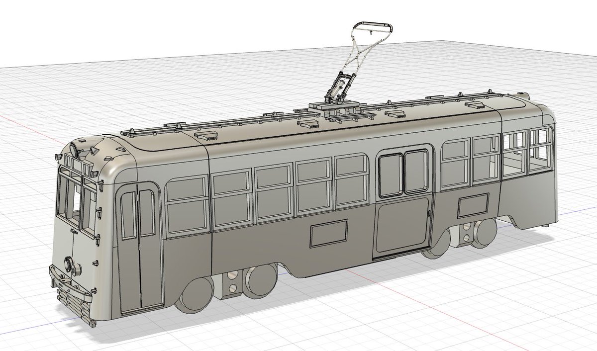 GoldTakeshi's tweet photo. いつまでもあると思うな
という訳で現地で取材してきました
モデリングした物と3Dスキャンしたものを比較
大きな違いも無かったので細かなパーツも作り込んでひとまず完成
ダミーのビューゲル載せたらいい雰囲気です
時代ごとの違いは最低限吸収できたかな

大阪市電901形 https://t.co/crCor3bKCc