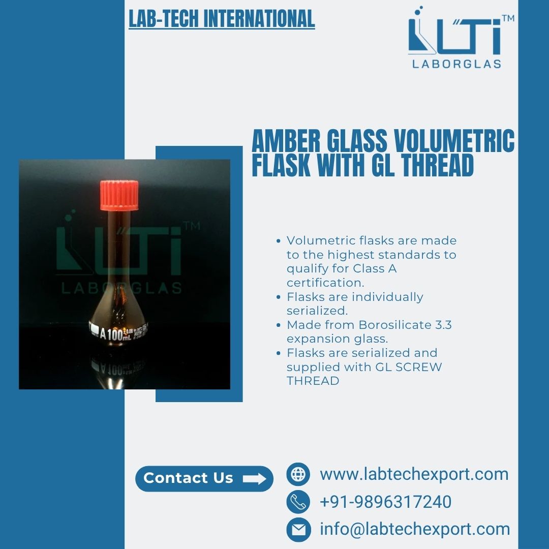 LABTECHEXPORT's tweet image. AMBER GLASS VOLUMETRIC FLASK WITH GL THREAD

Product Link: labtechexport.com/product/2640-a…

 #screwthread #labglassware #labglasswares #flask #labtech 

Regards
Lab-Tech International
Contact us-
WhatsApp- + 098020 13010
Email- info@labtechexport.com
Website- labtechexport.com