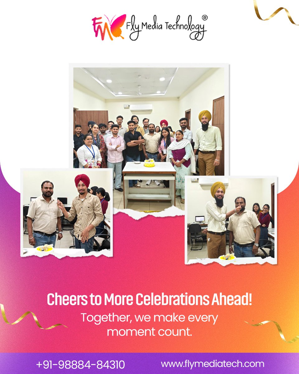 flymediatech1's tweet image. 🎂 Celebrating Kultar Singh Sir’s birthday at Fly Media Technology! A day full of joy, teamwork &amp;amp; positivity — here’s to more shared success &amp;amp; smiles ahead! ✨

#FlyMediaTechnology  #TeamCelebration #OfficeCelebration #WorkCulture #TogetherWeGrow