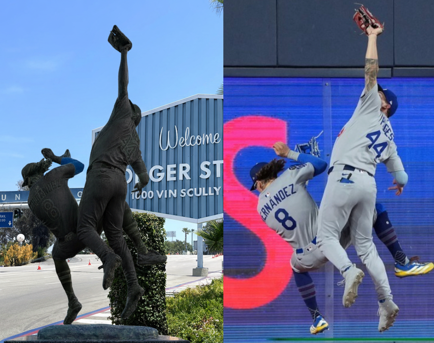 Tsubuyakujiro's tweet image. 画像生成ワークショップにて
#Dodgers
#TheCatch
#NiceCatch
#MLB
#生成AI
#AndyPages
#KikeHernandez
#ドジャース