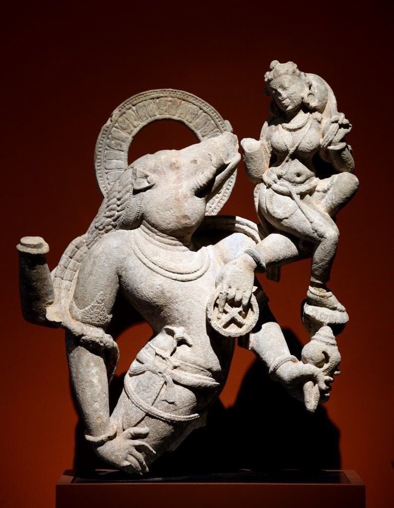 UntoldMP's tweet photo. Madhya Pradesh: Statue of Varaha, c. 800 CE.. divine power in stone. 🙏🏻✨ https://t.co/74ErlNTes6