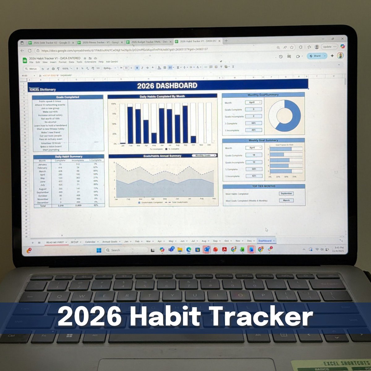 exceldictionary's tweet image. Meet the NEW 2026 Habit Tracker! ✅
Track habits, goals &amp;amp; progress with auto charts.

🆕 Dynamic year selection — use it ANY year, no more rebuying!
Plus streak tracking &amp;amp; milestones.

Join the waitlist for the lowest price 👉 excel-dictionary.com/pages/2026-tra…
#excel #productivity