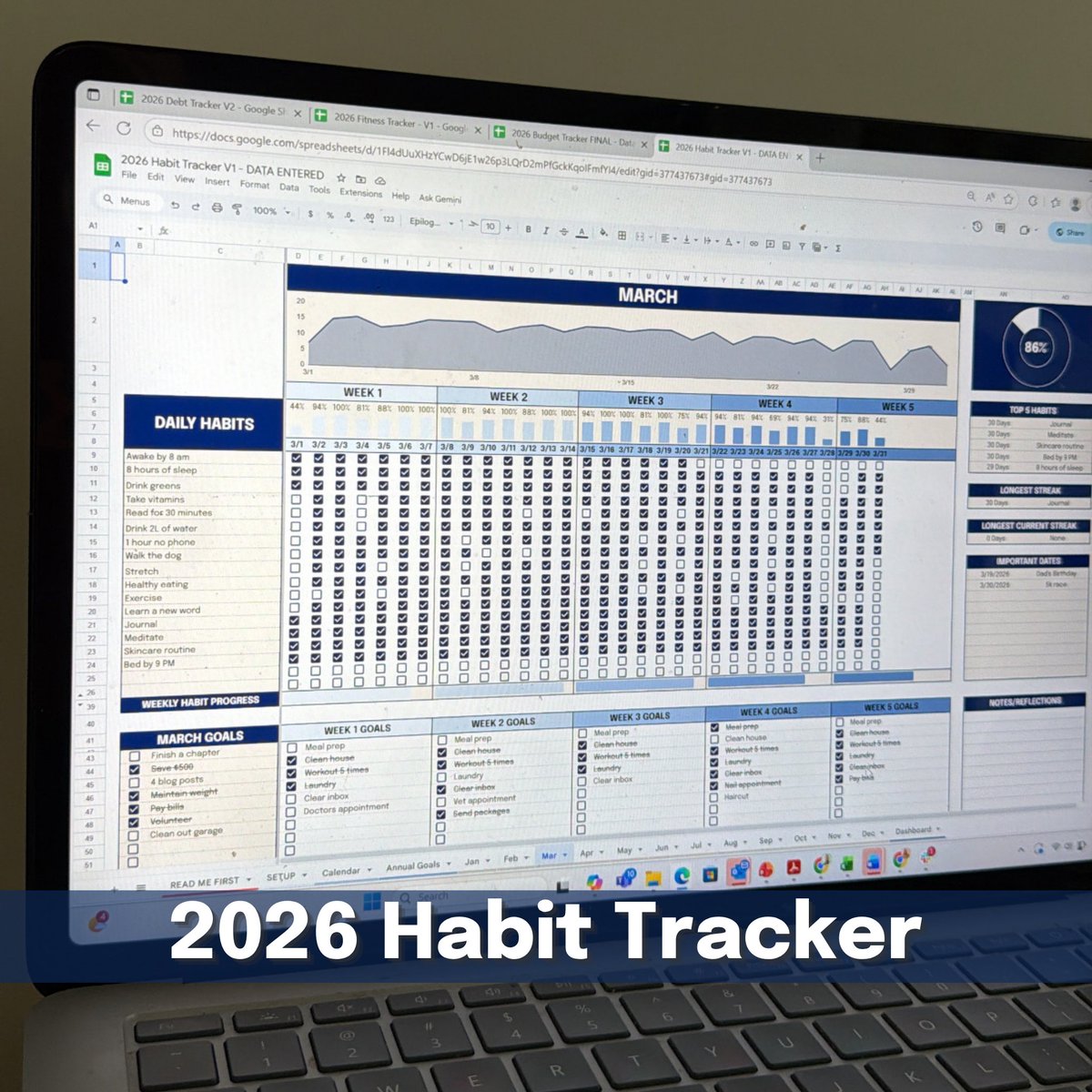 exceldictionary's tweet image. Meet the NEW 2026 Habit Tracker! ✅
Track habits, goals &amp;amp; progress with auto charts.

🆕 Dynamic year selection — use it ANY year, no more rebuying!
Plus streak tracking &amp;amp; milestones.

Join the waitlist for the lowest price 👉 excel-dictionary.com/pages/2026-tra…
#excel #productivity